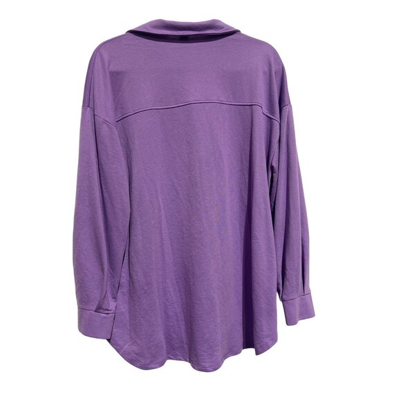 Shein Womens Long Sleeve Purple Shirt Button-Up Collar Size M - Picture 2 of 7